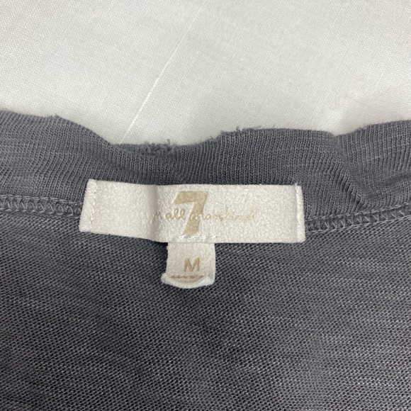 7 For All Mankind Grey Distressed T-Shirt - Picture 2 of 3